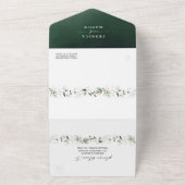 Invitation Tout En Un Aquarelle verte Eucalyptus avec Mariage or  (Dehors)