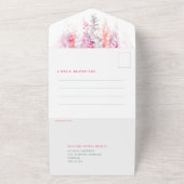 Invitation Tout En Un Aquarelle vigne indigo rose pourpre repas RSVP (Dehors)