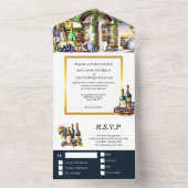 Invitation Tout En Un Aquarelle vignes bouteilles de vin raisins vigne c (À l'intérieur)