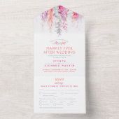 Invitation Tout En Un Aquarelle vine corail sauge mariage après fête (À l'intérieur)