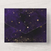 Invitation Tout En Un Aquarelle violet foncé Noir Mariage d'or magique (Verso)