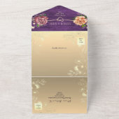 Invitation Tout En Un Aquarelle violet rustique Mariage floral (Dehors)