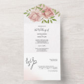 Invitation Tout En Un Aquarelle violette violet Rose à la main (À l'intérieur)