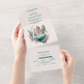 Invitation Tout En Un Aquarelle Whimsal Italien Desitnation Mariage A (Déchirure)