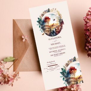 Invitation Tout En Un Aquarelle Whimsal Italien Desitnation Mariage A