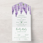 Invitation Tout En Un Aquarelle Wisteria Purple Lilac Mariage Floral (À l'intérieur)