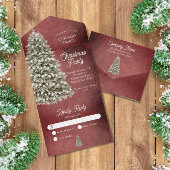 Invitation Tout En Un Arbre de Noël rustique Société Fête Rouge
