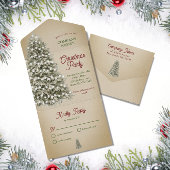 Invitation Tout En Un Arbre de Noël Société Fête Kraft Brown