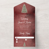 Invitation Tout En Un Arbre de Noël sur Mariage rustique en bois rouge (À l'intérieur)