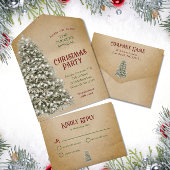 Invitation Tout En Un Arbre de Noël sur Parchemin Société Fête