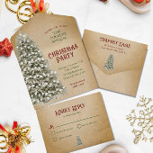 Invitation Tout En Un Arbre de Noël sur Parchemin Société Fête