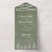 Invitation Tout En Un Arbres et lumières cloués mariage vert cendré (À l'intérieur)