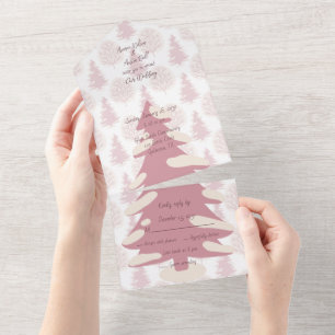 Invitation Tout En Un Arbres naturels extérieurs roses hiver