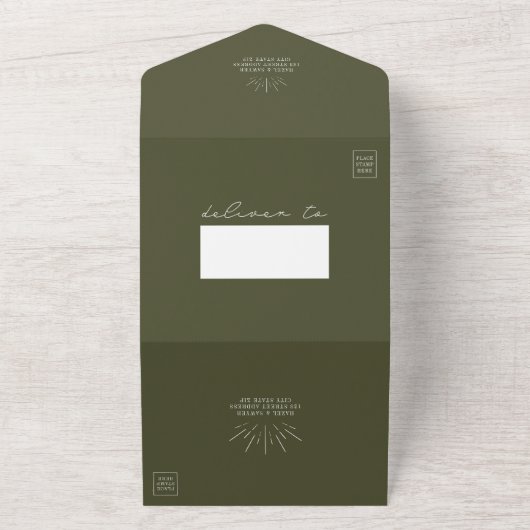 Invitation Tout En Un Arc Botanique Vert Mariage QR RSVP (Dehors)