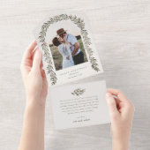 Invitation Tout En Un Arc de verdure Élégant Photo Noël (Déchirure)