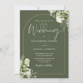 Invitation Tout en un Arc de verdure Photo Olive Green Mariag (Devant)
