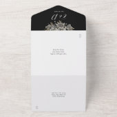 Invitation Tout En Un Arc d'or gothique Rose noir Mariage floral (Dehors)