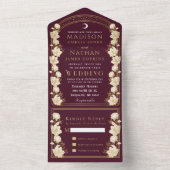 Invitation Tout En Un Arc élégant de canneberge Art nouveau Mariage (À l'intérieur)