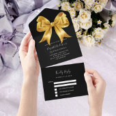 Invitation Tout En Un Arc en or noir Quinceanera rsvp