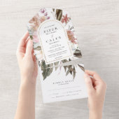 Invitation Tout En Un Arche de mariage à la fleur sauvage dorée (Déchirure)