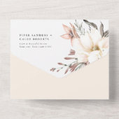 Invitation Tout En Un Arche de mariage à la fleur sauvage dorée (Verso)