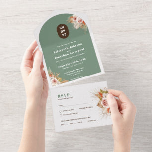 Invitation Tout En Un Arche fleurie du désert de Boho