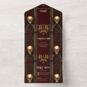 Invitation Tout En Un Arche gothique aux crânes. (À l'intérieur)