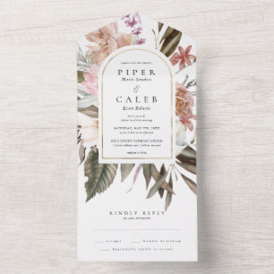 Invitation Tout En Un Arche Mariage Fleur sauvage or