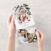 Invitation Tout En Un Arche photo de Noël moderne avec Holly (Déchirure)