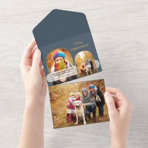 Invitation Tout En Un Arches d'or chic moderne avec bande opaque 2 photo