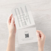 Invitation Tout En Un Architectural Monogram Minimal All-in-One Wedding (Déchirure)