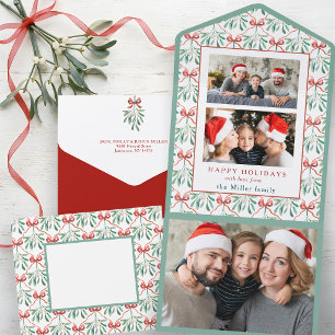 Invitation Tout En Un Arcs, Rubans & Gui Aquarelle Trois Photos