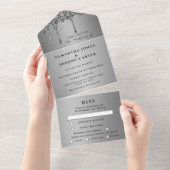 Invitation Tout En Un Argent Sparkle RSVP Élégant Mariage moderne (Déchirure)