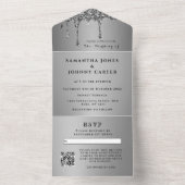 Invitation Tout En Un Argent Sparkle RSVP Élégant Mariage moderne (À l'intérieur)