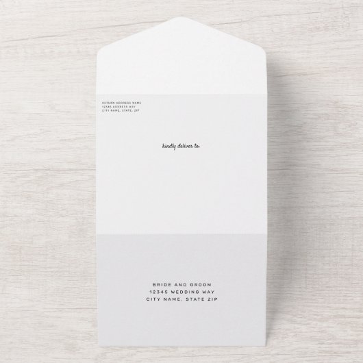 Invitation Tout En Un Arrière - plan Photo Mariage minimal (Dehors)