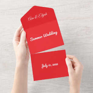 Invitation Tout En Un Arrière-plan rouge classique gras – Conception de