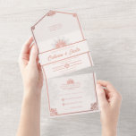 Invitation Tout En Un Art déco moderne Peacock Rose rose Mariage<br><div class="desc">Inspiré par l'époque Art déco glamour. Cette invitation conviendra parfaitement aux couples à la recherche d'un mariage classique et élégant. Le point central est un paon magnifique, symbolisant la beauté et l'abondance. Contre une douce et romantique arrière - plan rose vif, les accents rose rose chatoyants apportent une touche de...</div>