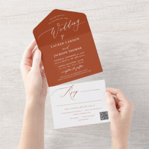 Invitation Tout En Un ArtsApp Calligraphie Moderne Terracotta