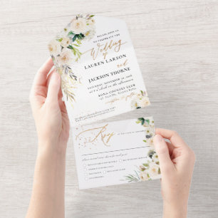 Invitation Tout En Un ArtsApp Elegant Alabaster Cream Rose Gold Dust