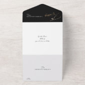 Invitation Tout En Un ArtsApp Elégant Faux Gold Calligraphie noir blanc (Dehors)