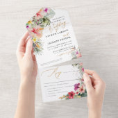 Invitation Tout En Un ArtsApp Élégant Paradis Tropical Faux Or Accent (Déchirure)