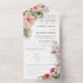 Invitation Tout En Un ArtsApp Élégant Paradis Tropical Faux Or Accent (À l'intérieur)