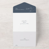 Invitation Tout En Un ArtsApp Moderne Calligraphie Mariage bleu ardoise (Dehors)