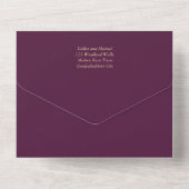 Invitation Tout En Un Aubergine Prune Violet Floral Vert Forêt Mariage (Verso)