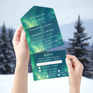 Invitation Tout En Un Aurora Borealis Starry Night Stars Sky Mariage
