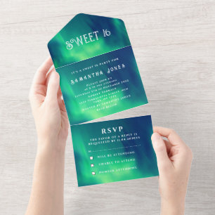 Invitation Tout En Un Aurora Borealis Sweet 16 Jolies aurores boréales
