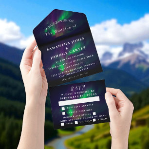 Invitation Tout En Un Aurora Starry Étoiles de nuit Mariage des aurores 