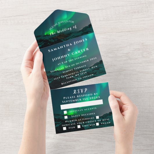 Invitation Tout En Un Aurora Starry Étoiles De Nuit Sky Mariage Tous En  (Déchirure)