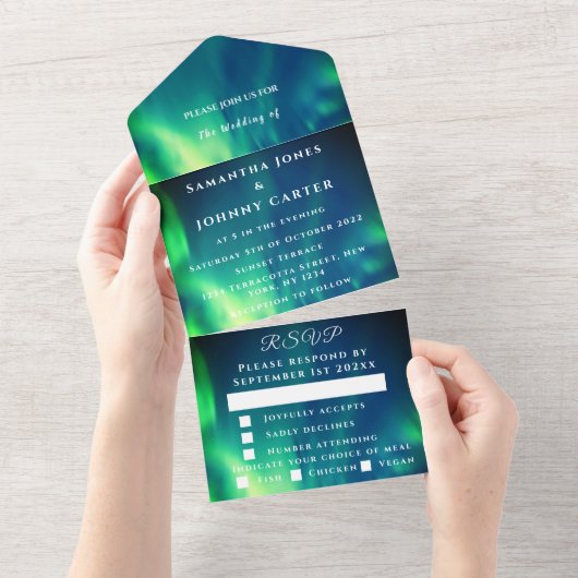 Invitation Tout En Un Aurora Starry Étoiles De Nuit Sky Mariage Tous En (Déchirure)