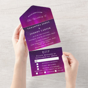 Invitation Tout En Un Aurora Starry Night Stars Sky Mariage Purple